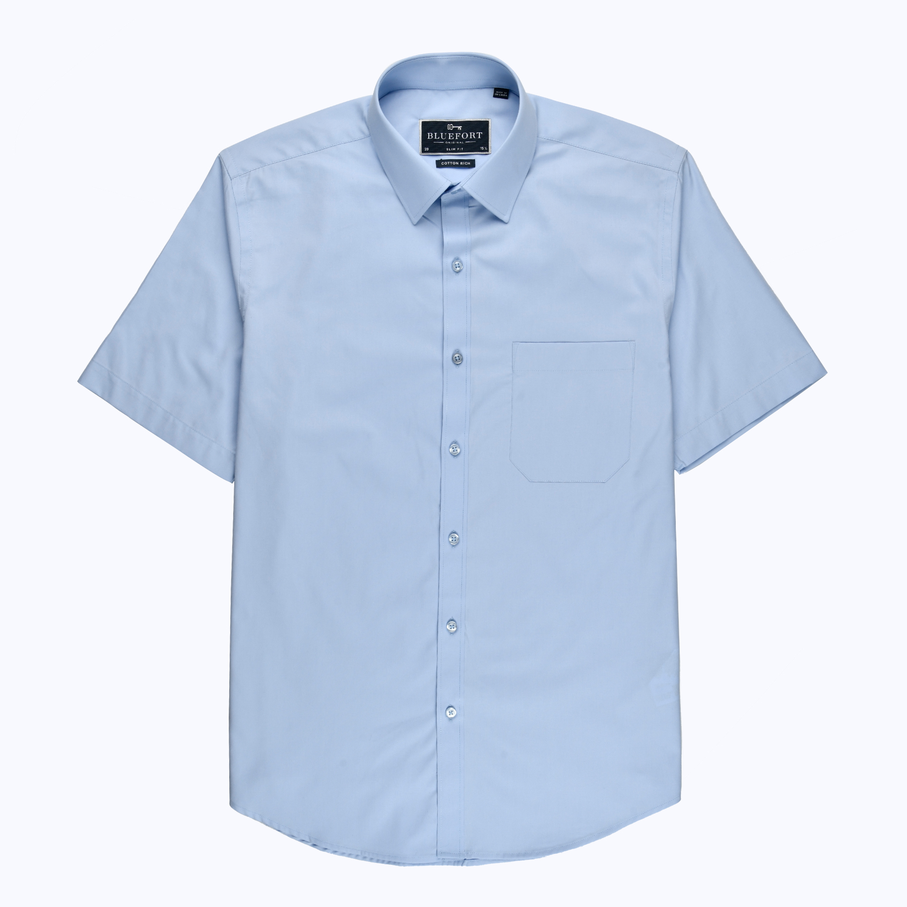 Light Blue Pinpoint Shirt – Short Sleeved - Bluefort