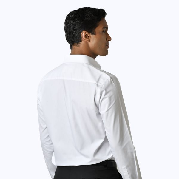 White Pinpoint Oxford Black Button Shirt - Long Sleeved - Image 4