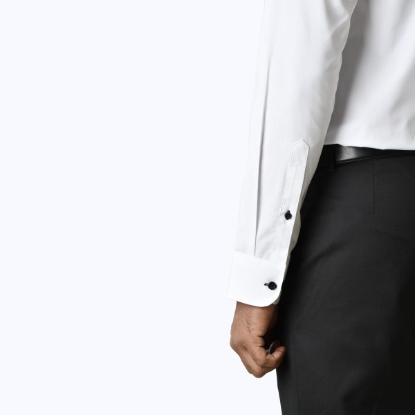 White Pinpoint Oxford Black Button Shirt - Long Sleeved - Image 5