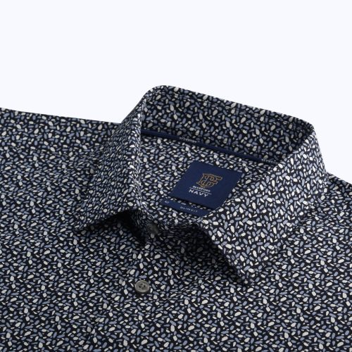 Space Blue Brush Stroke Mini Print Mercerized Shirt