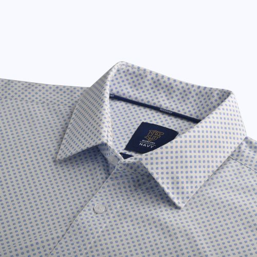 Super Comfort Knit Blue Four Leaf Clover Print Wrinkle-Free Shirt