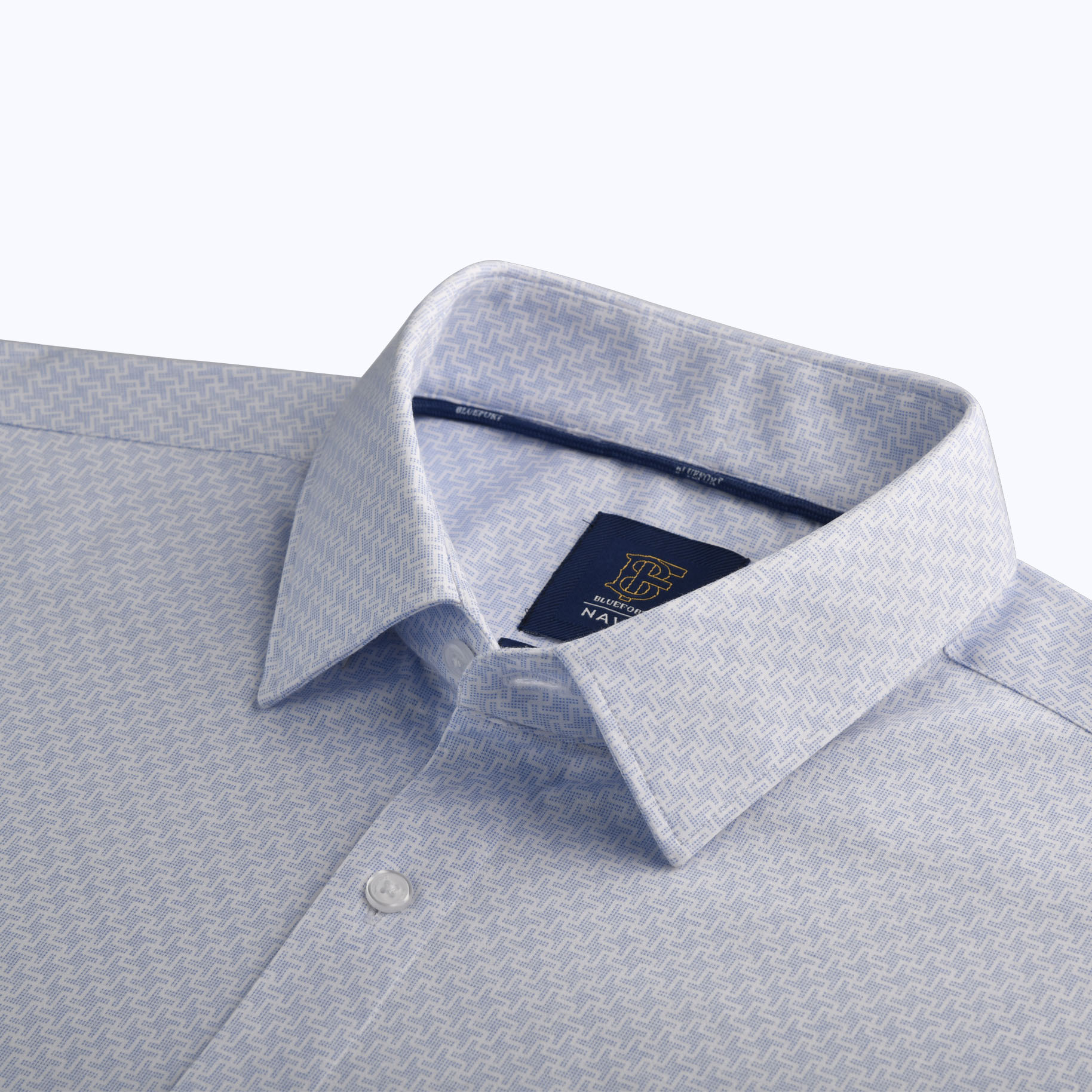 Super Comfort Knit Light Blue Geo Pinwheel Print Wrinkle-Free Shirt ...