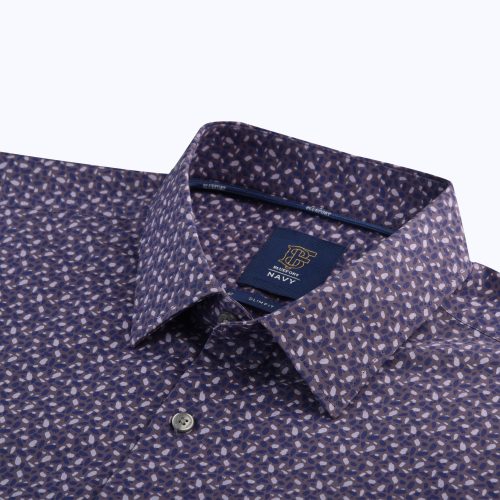 Purple Brush Stroke Mini Print Mercerized Shirt – Short Sleeved