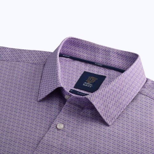 Light Purple Guitar Small Signature Print Oxford Shirt-Short Sleeved
