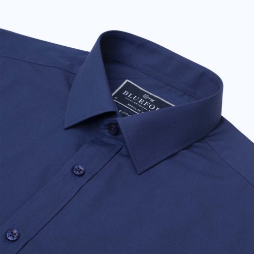Navy Poplin Shirt – Short Sleeved