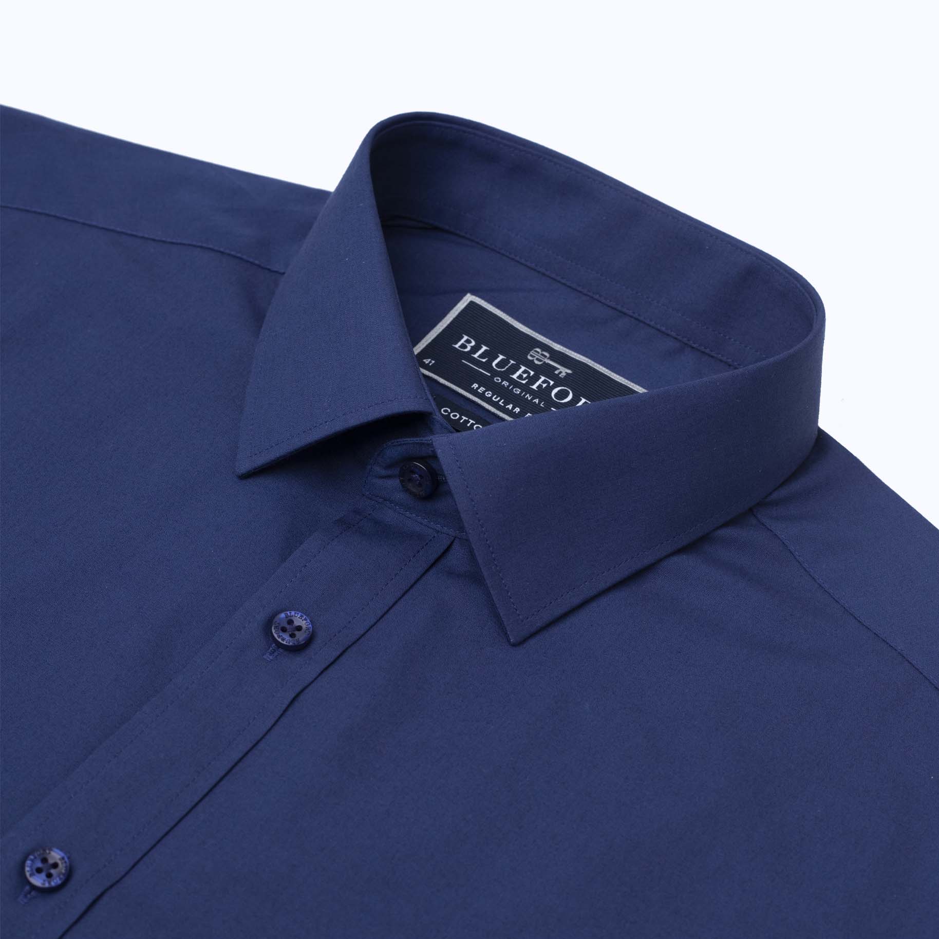 Navy Poplin Shirt - Bluefort