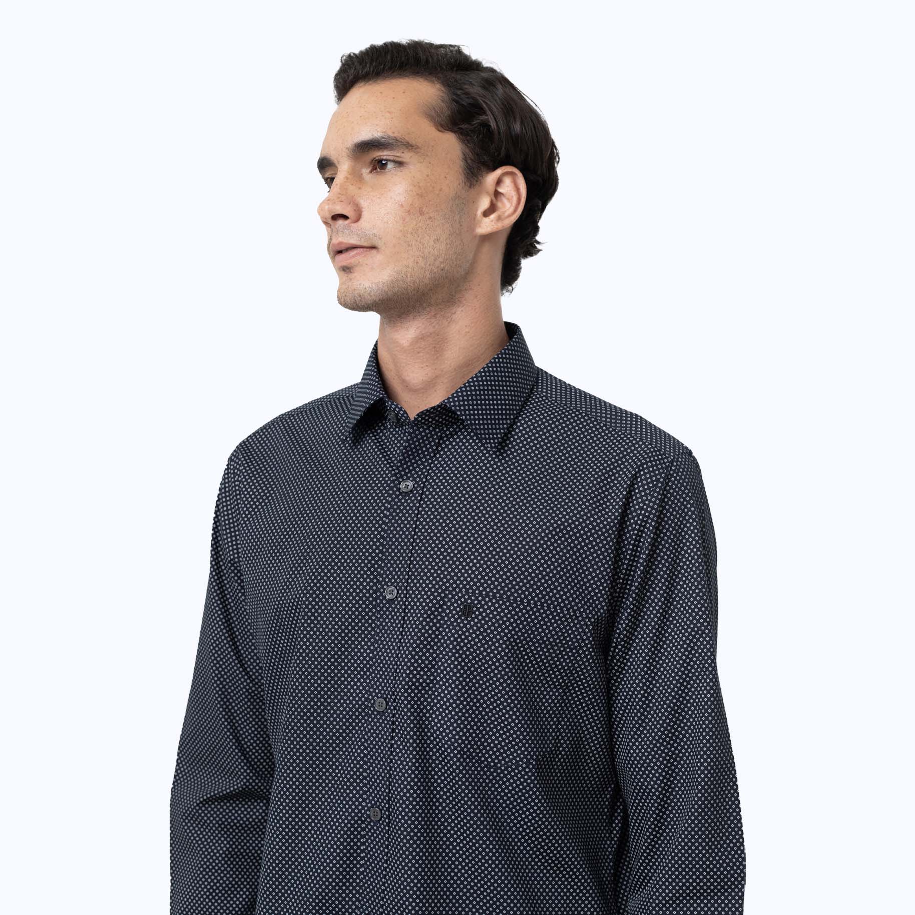 Navy Geometrical Square Print Shirt - Bluefort