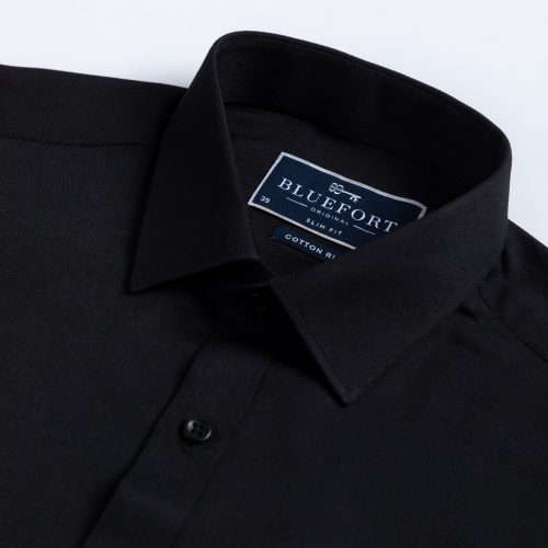 Black Triangular Textured Dobby Shirt