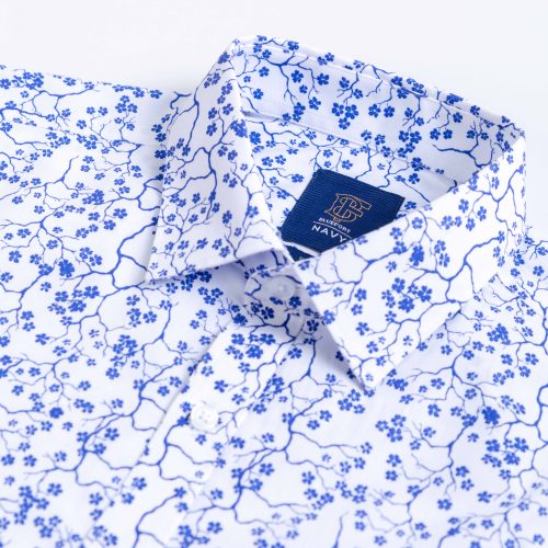 Blue Branch White Print Shirt