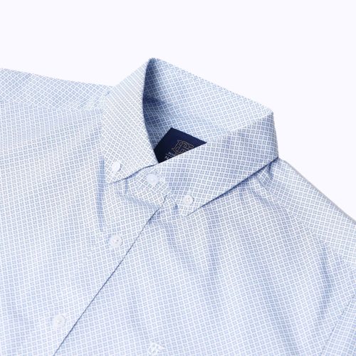 Blue Geometric Printed White Shirt