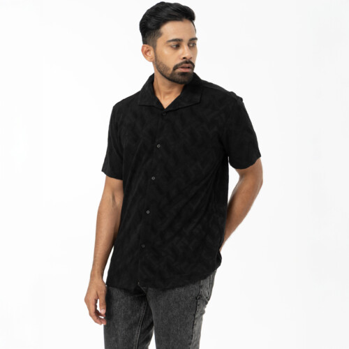Black Jacquard Towelling Shirt