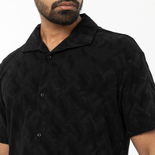 Black Jacquard Towelling Shirt