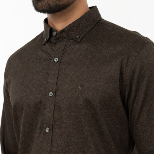 Khaki Green Sitara Print Shirt