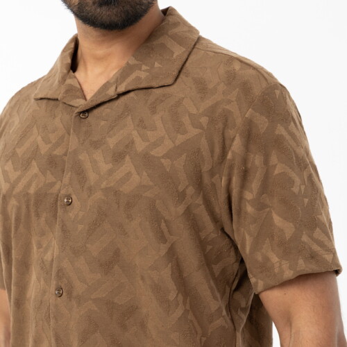 Brown Jacquard Towelling Shirt
