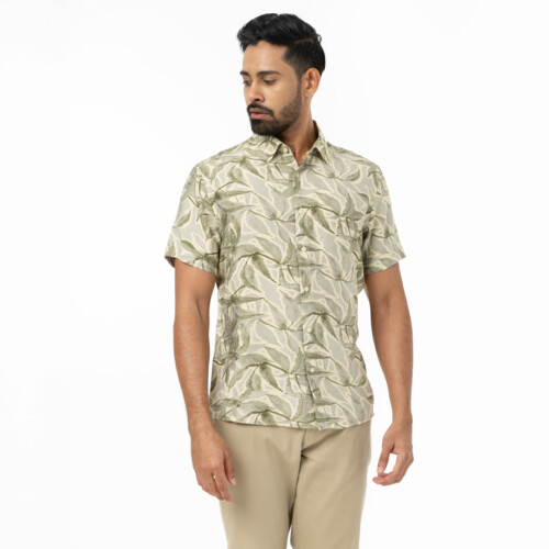 Pastel Green Abstract Floral Print Shirt