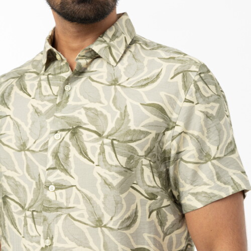 Pastel Green Abstract Floral Print Shirt