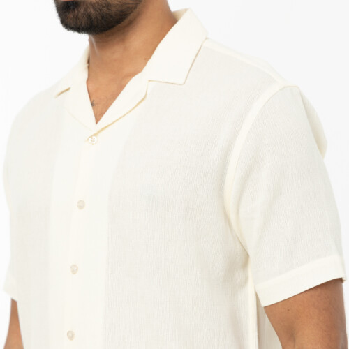 Light Beige Textured Relaxed Fit Shirt