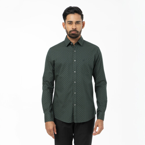 Dark Green Star Print Shirt