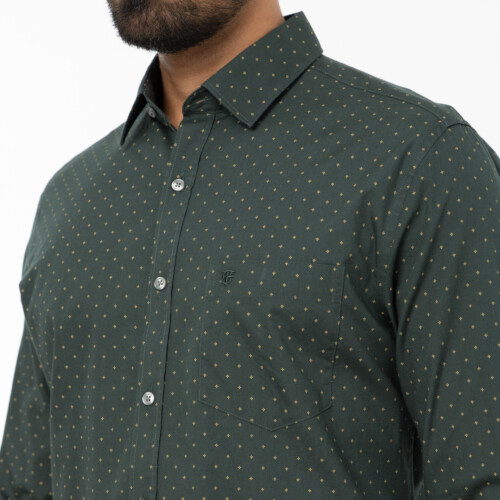 Dark Green Star Print Shirt