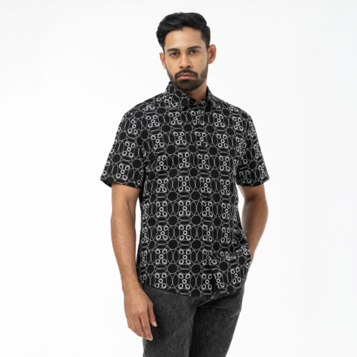 Black Textured Print Shirt