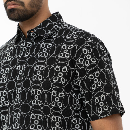 Black Textured Print Shirt