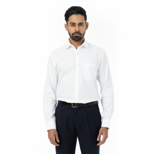 White Pinpoint Oxford White Button Shirt – Long Sleeved