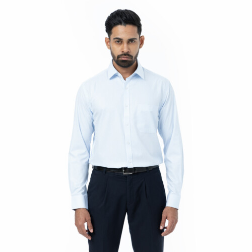 Light Blue Mini Grid Check Shirt