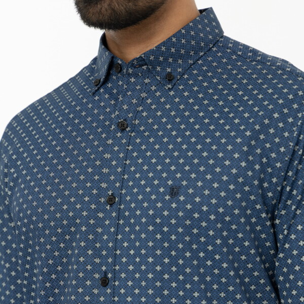 Navy Ajrakh Print Shirt - Image 2