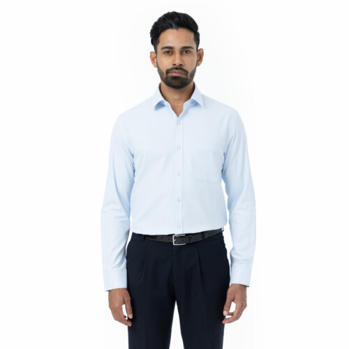 Light Blue Geometric Dobby Shirt
