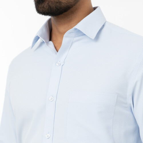 Light Blue Geometric Dobby Shirt