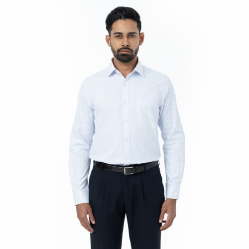 Light Blue Twill Weave Stripe  Shirt