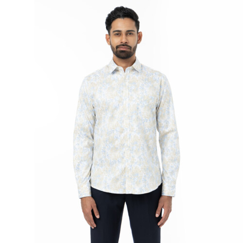 Beige Tropical Floral Print Shirt