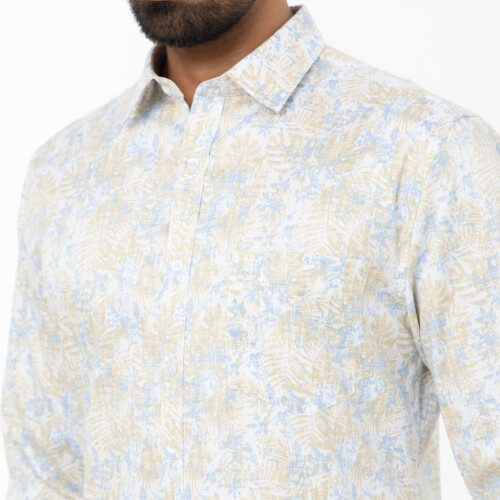 Beige Tropical Floral Print Shirt