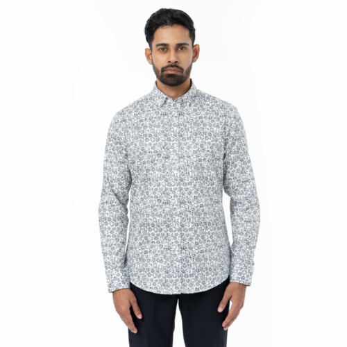 Dark Navy Daisy Floral Print Shirt