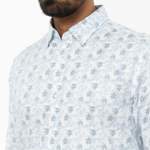Blue Halftone Print Shirt