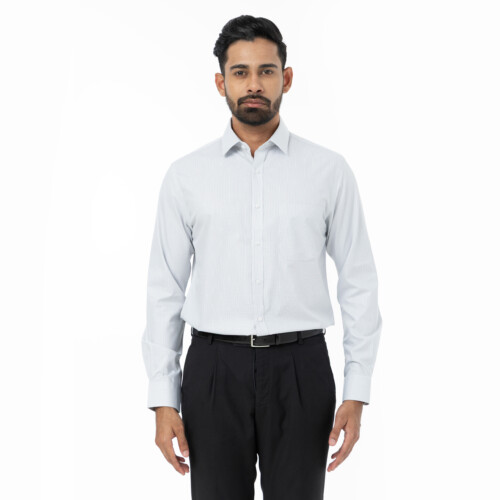 Light Grey Mini Grid Check Shirt