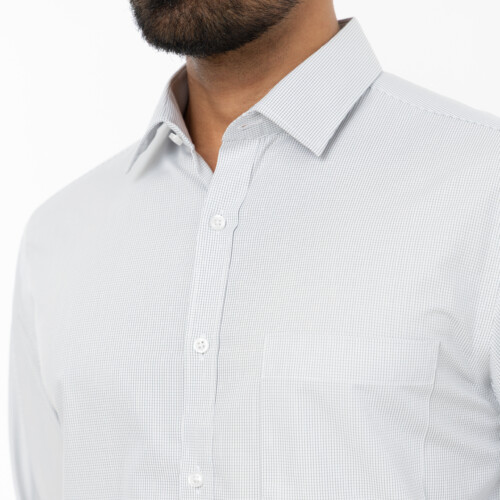 Light Grey Mini Grid Check Shirt