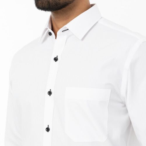 White Pinpoint Oxford Black Button Shirt – Long Sleeved