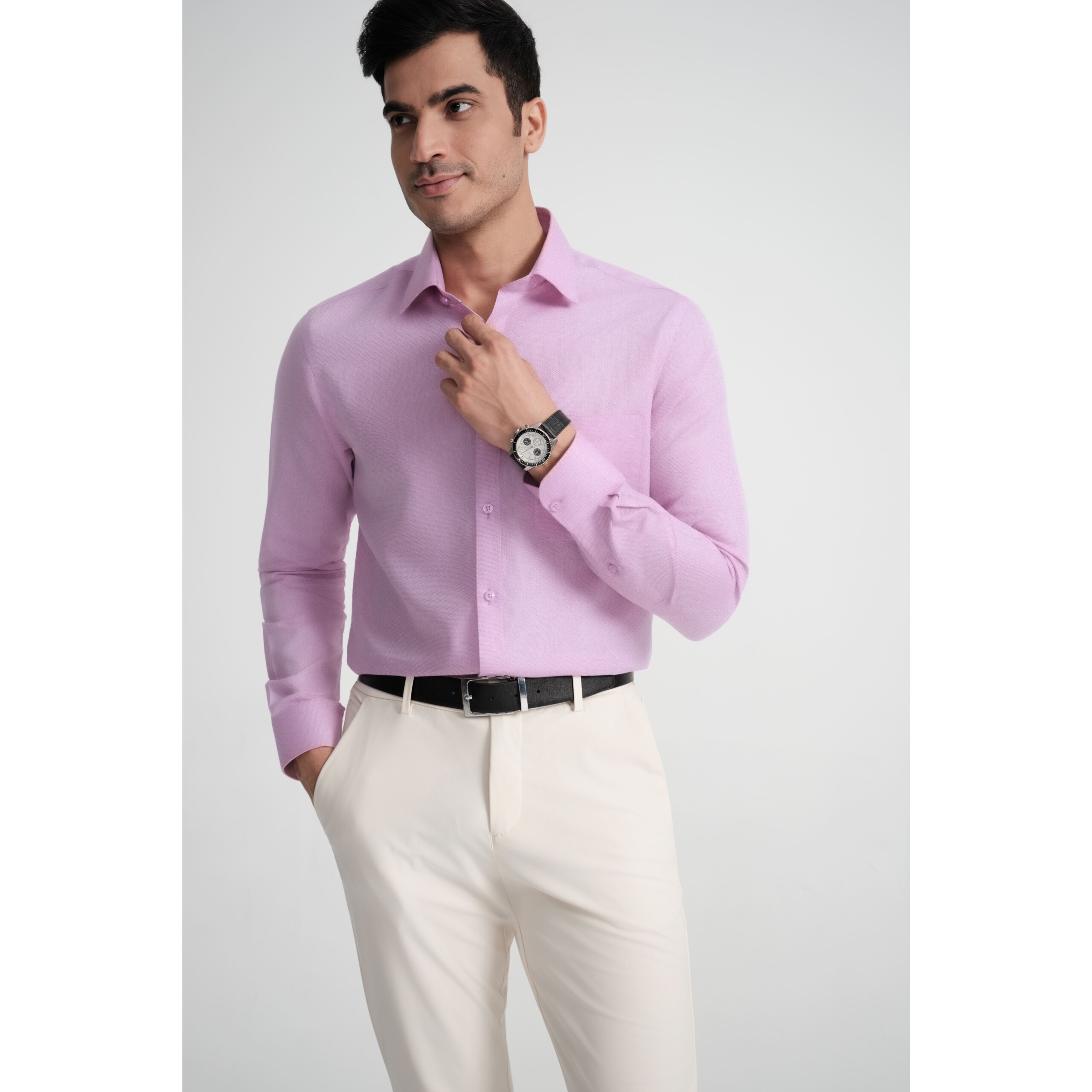 Pink Royal Oxford Dobby Dress Shirt - Image 4
