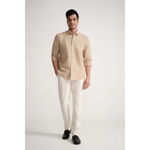 Beige Seersucker Shirt