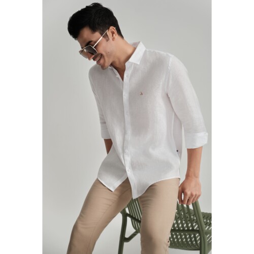 100% Pure Linen Classic White Shirt