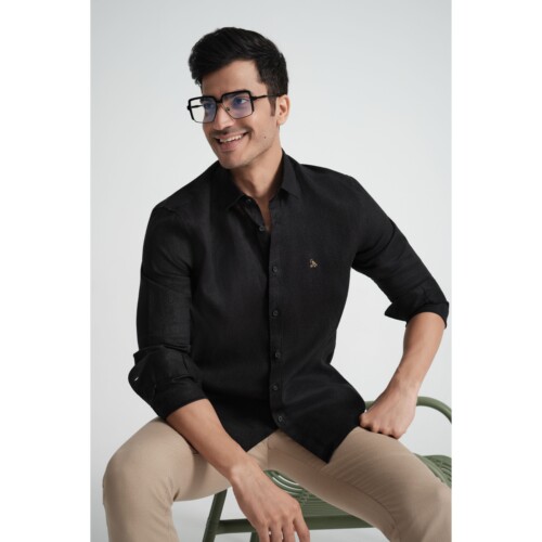 100% Pure Linen Onyx Black Shirt