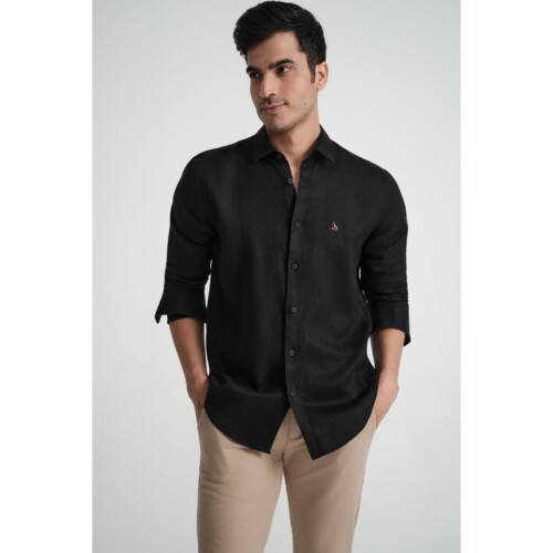 100% Pure Linen Onyx Black Shirt