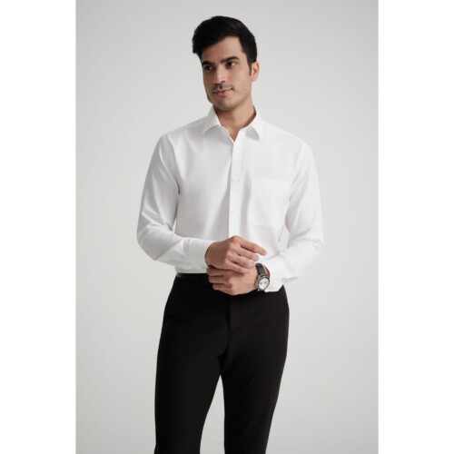 White Pinpoint Shirt – White Button