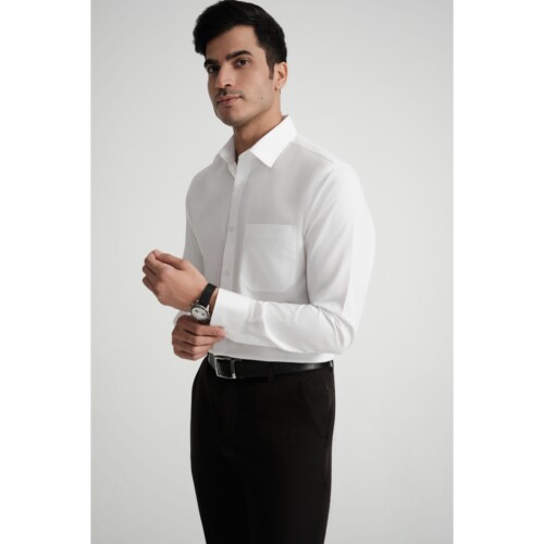 White Pinpoint Shirt – White Button