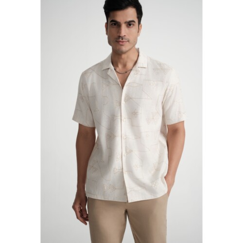 Beige Embroidered Abstract Pattern shirt