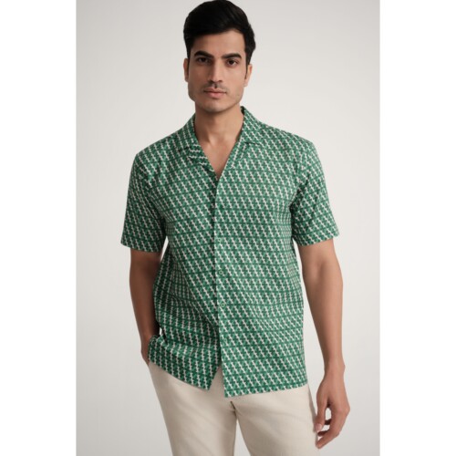 Green Cotton Geo Print Shirt