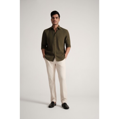 Olive Mini Waffle Shirt