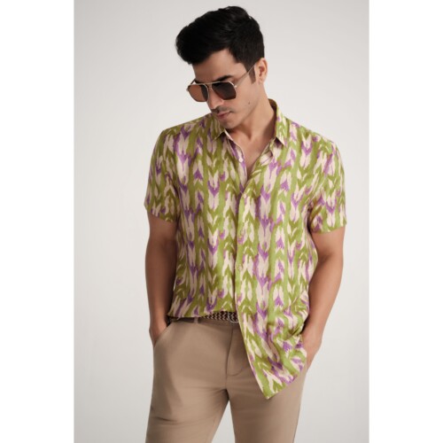 Green Viscose print shirt