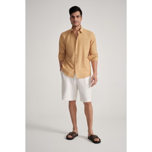 Mustard Micro Dobby Shirt